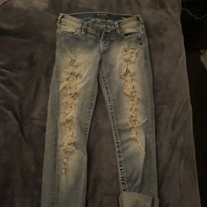 Silver distressed jeans